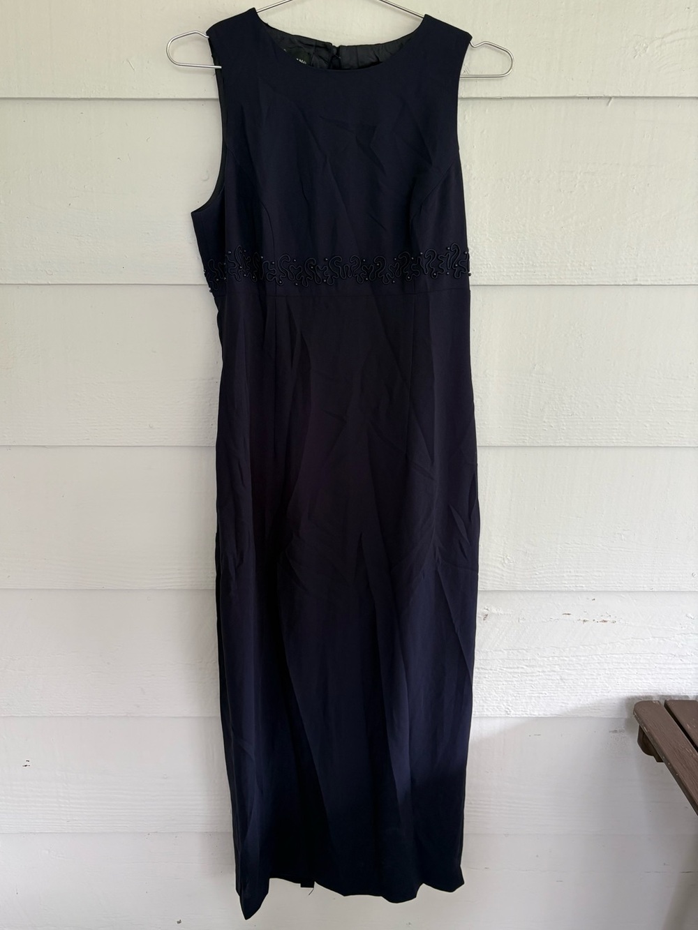 Donna Morgan Navy Midi Dress Size 6 Open Back Bow Cocktail Wedding Guest